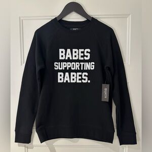 NWT XS/S Brunette The Label Babes Supporting Babes Sweatshirt Black